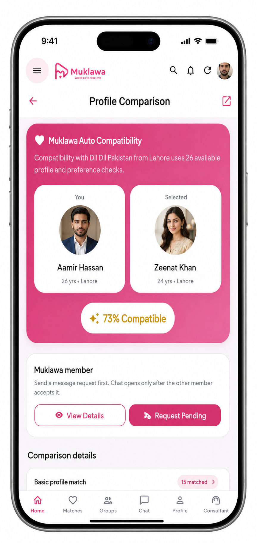 Profile Comparison - Muklawa App