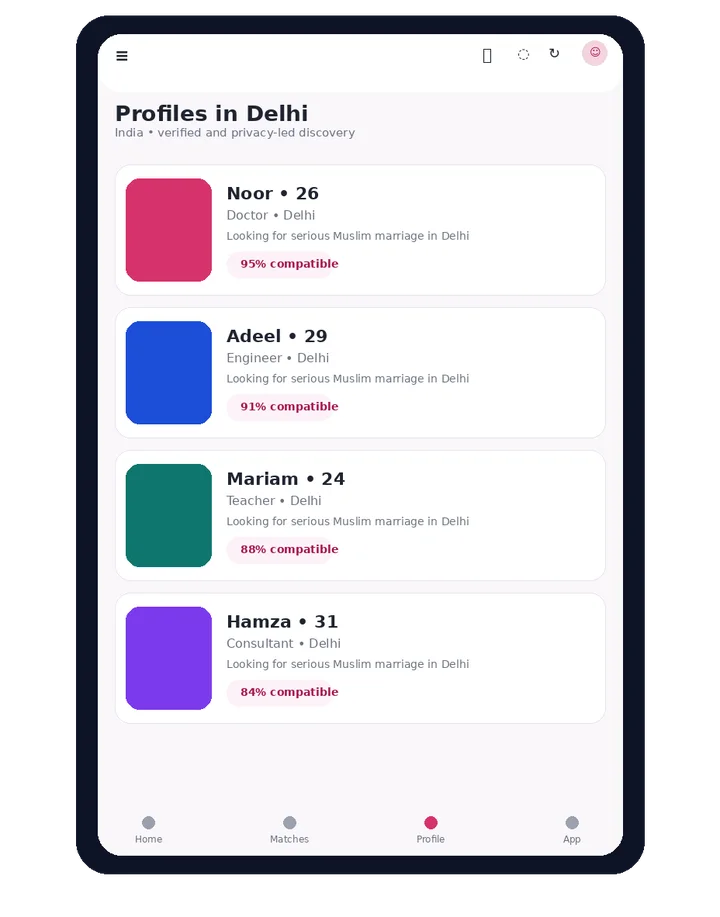 Muklawa profile details screen for Delhi
