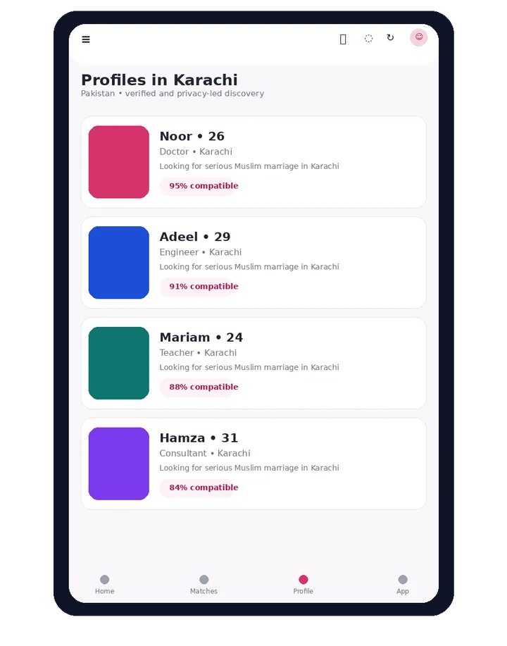 Muklawa profile details screen for Karachi