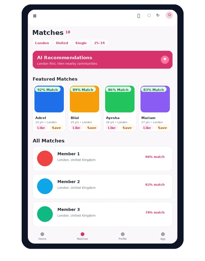 Muklawa smart matches screen for London