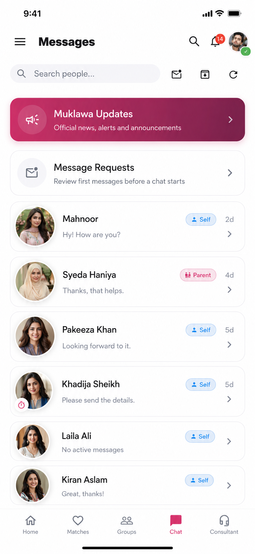 Manage Matchmaking Conversations Professionally with Muklawa Consultant Messages